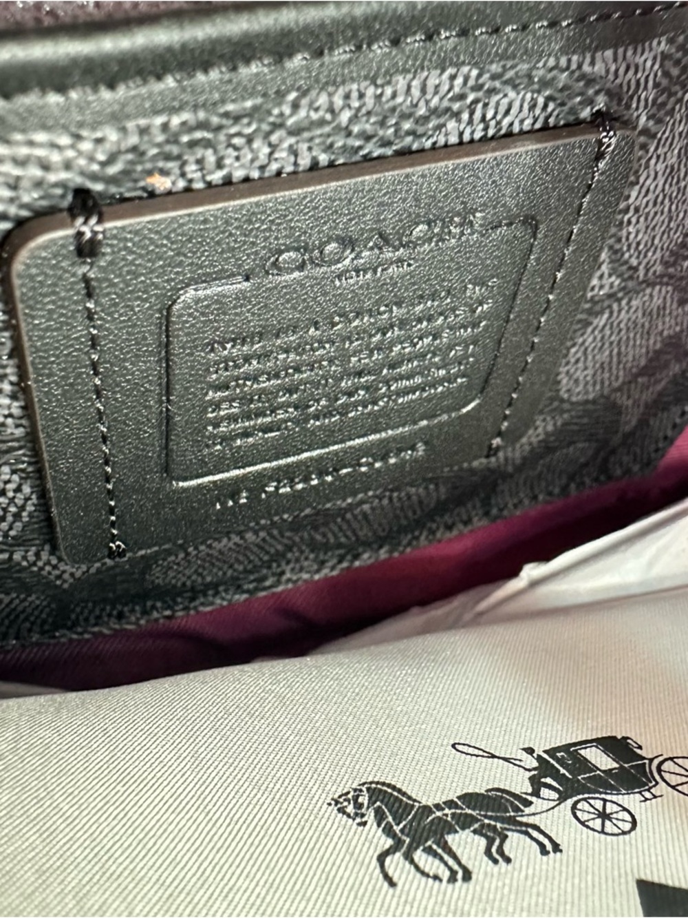 Coach Deep Plum Hobo Crossbody Bag Crossgrain Leather 3 Straps - Picture 10 of 12